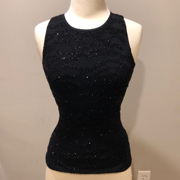 Zara Black Beaded Tank Top Sz M - Picture 1 of 2